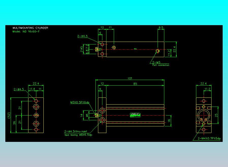 螺牙氣缸  多固型氣缸2D-ND16x60-F