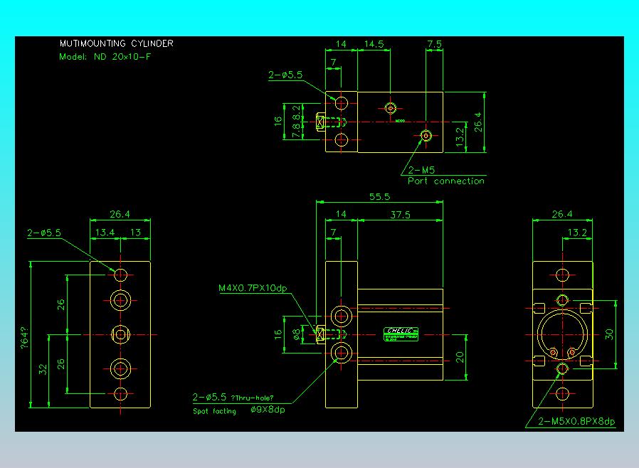 螺牙氣缸  多固型氣缸2D-ND20x10-F