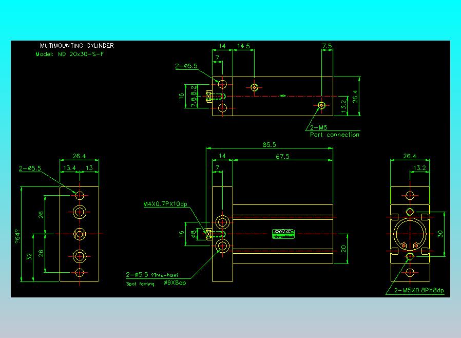 螺牙氣缸  多固型氣缸2D-ND20x30-S-F