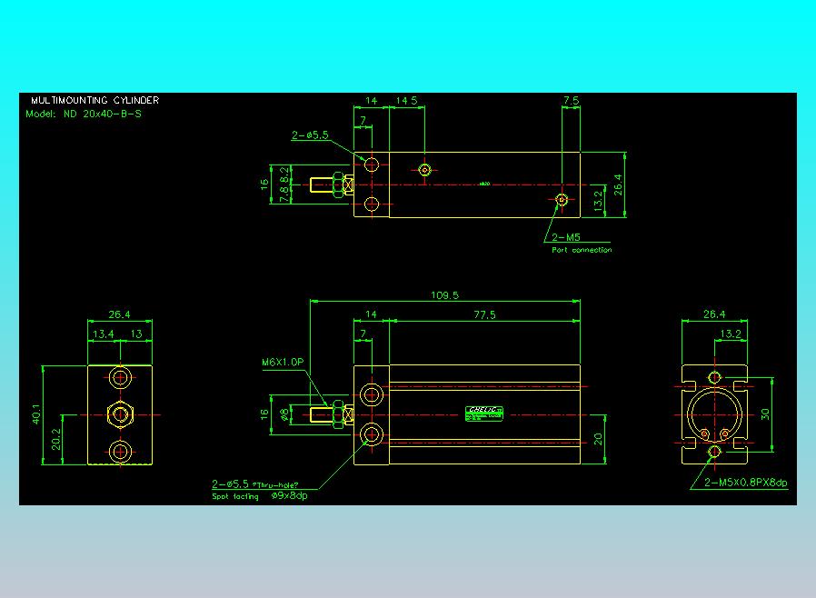 螺牙氣缸  多固型氣缸2D-ND20x40-B-S