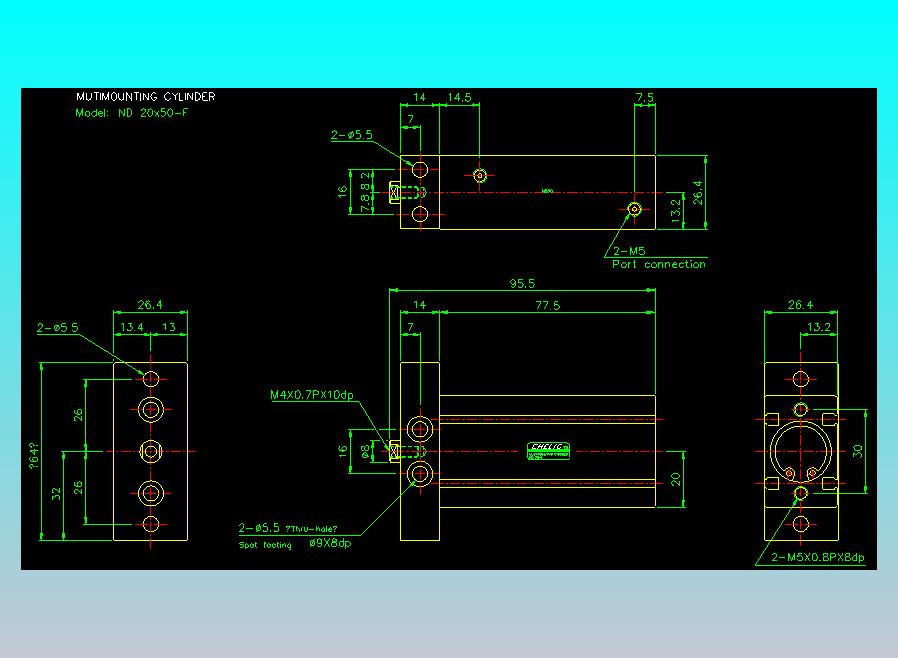 螺牙氣缸  多固型氣缸2D-ND20x50-F
