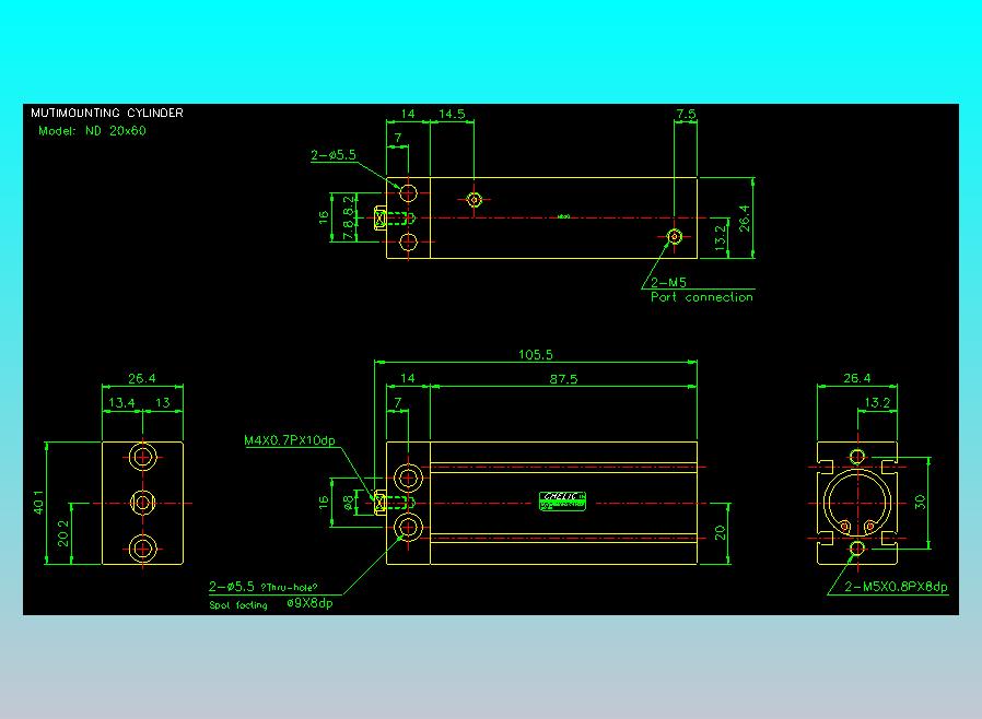 螺牙氣缸  多固型氣缸2D-ND20x60