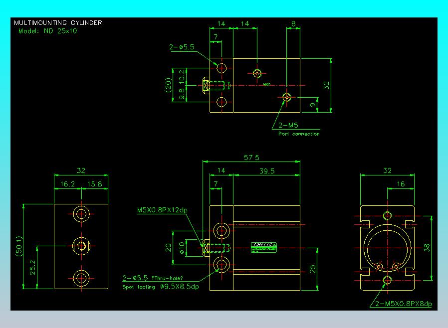螺牙氣缸  多固型氣缸2D-ND25x10
