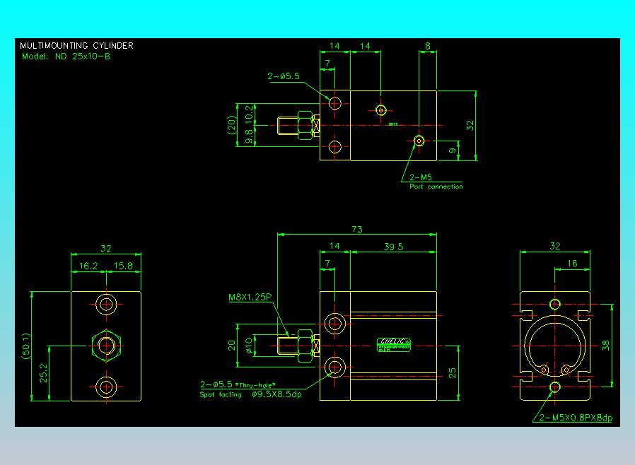 螺牙氣缸  多固型氣缸2D-ND25x10-B