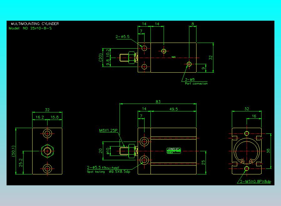螺牙氣缸  多固型氣缸2D-ND25x10-B-S