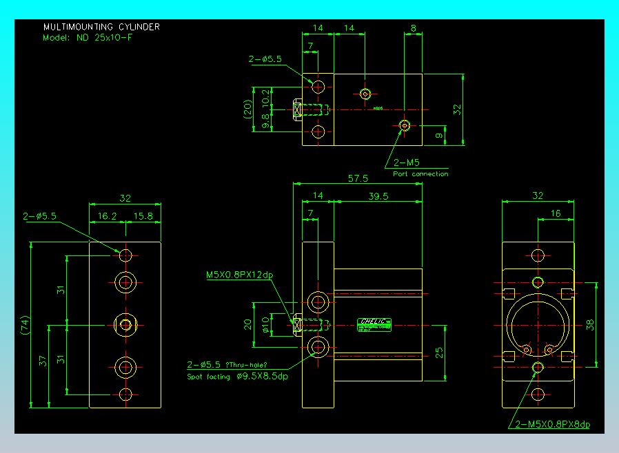 螺牙氣缸  多固型氣缸2D-ND25x10-F