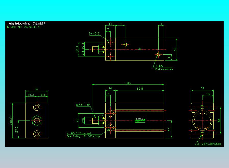 螺牙氣缸  多固型氣缸2D-ND25x30-B-S