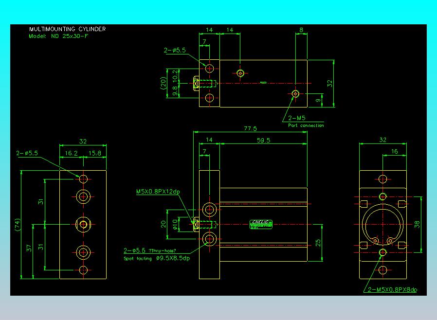螺牙氣缸  多固型氣缸2D-ND25x30-F