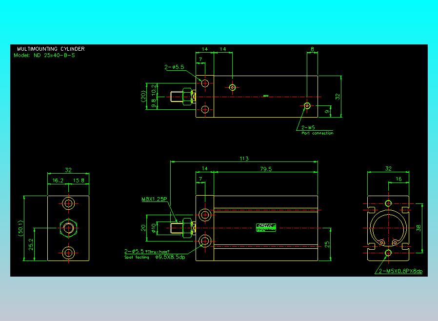 螺牙氣缸  多固型氣缸2D-ND25x40-B-S