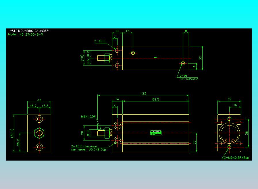 螺牙氣缸  多固型氣缸2D-ND25x50-B-S