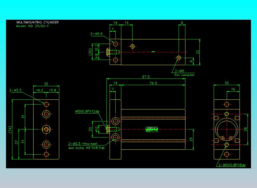 螺牙氣缸  多固型氣缸2D-ND25x50-F