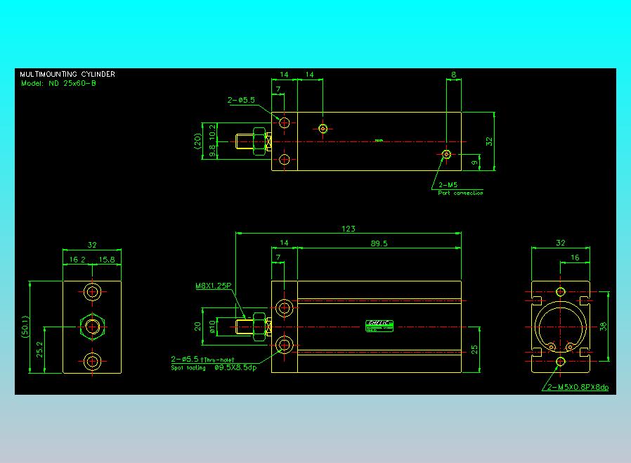 螺牙氣缸  多固型氣缸2D-ND25x60-B