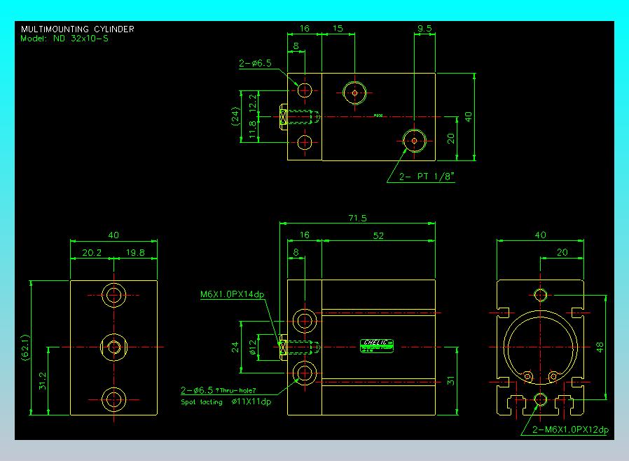 螺牙氣缸  多固型氣缸2D-ND32x10-S