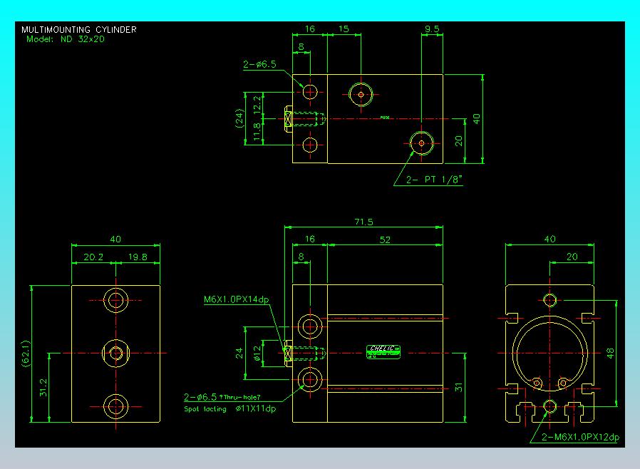 螺牙氣缸  多固型氣缸2D-ND32x20