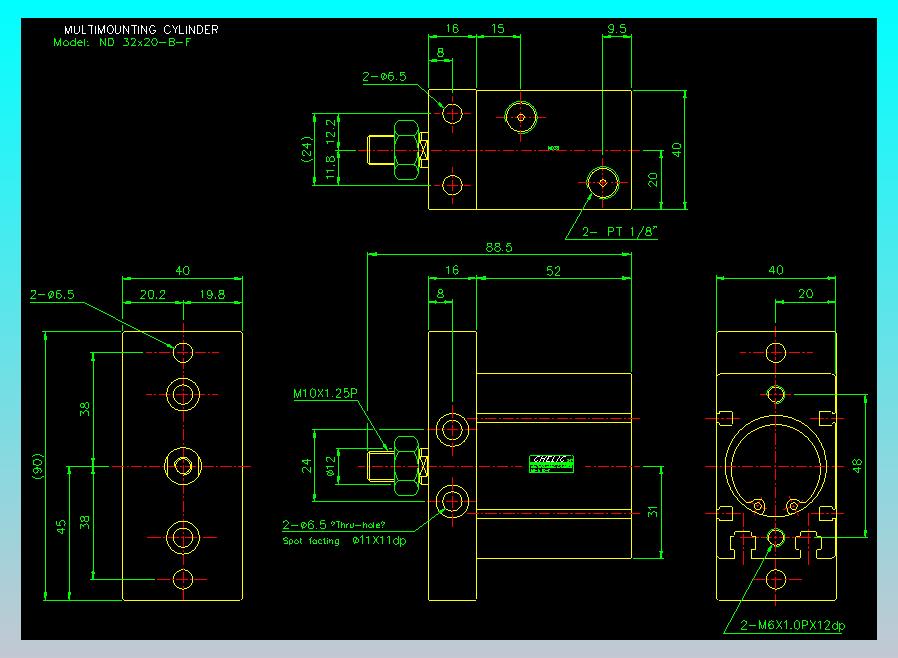 螺牙氣缸  多固型氣缸2D-ND32x20-B-F