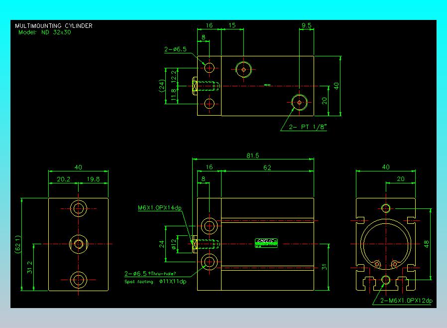 螺牙氣缸  多固型氣缸2D-ND32x30
