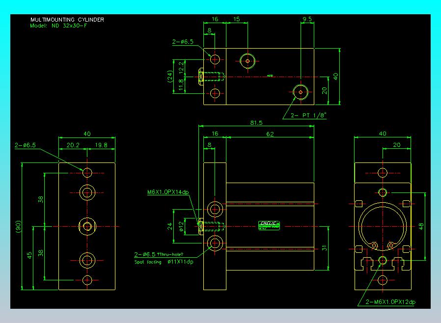 螺牙氣缸  多固型氣缸2D-ND32x30-F