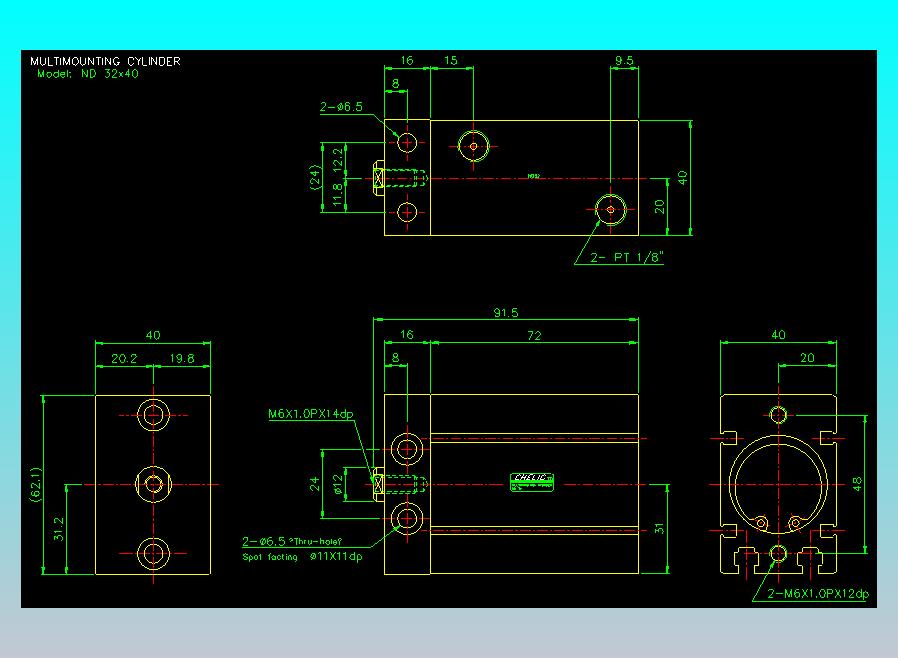 螺牙氣缸  多固型氣缸2D-ND32x40