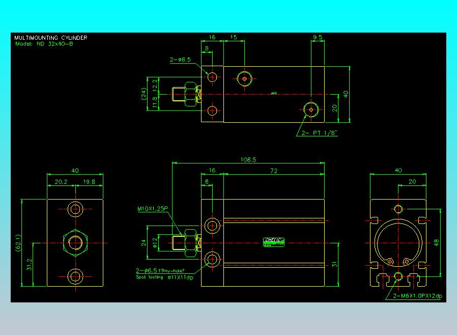 螺牙氣缸  多固型氣缸2D-ND32x40-B