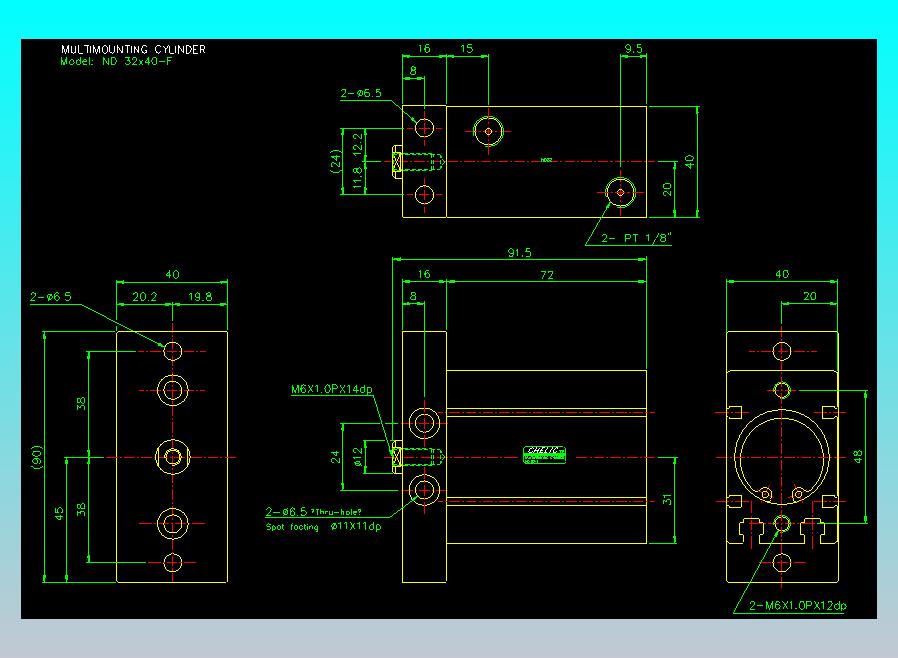 螺牙氣缸  多固型氣缸2D-ND32x40-F