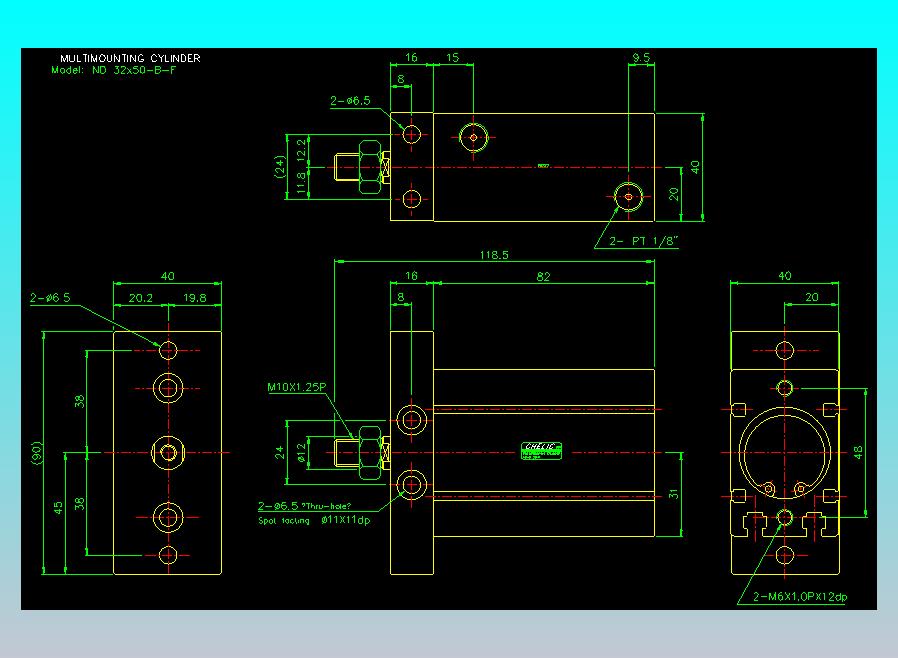 螺牙氣缸  多固型氣缸2D-ND32x50-B-F