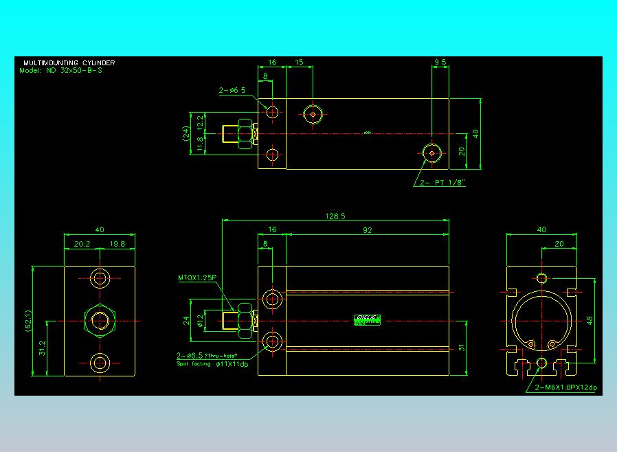 螺牙氣缸  多固型氣缸2D-ND32x50-B-S