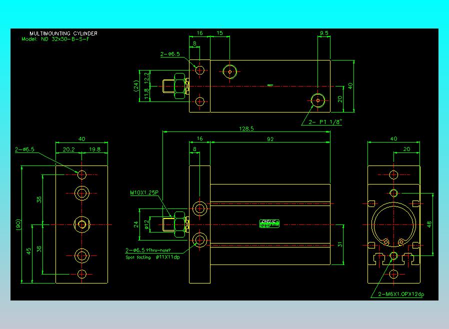 螺牙氣缸  多固型氣缸2D-ND32x50-B-S-F