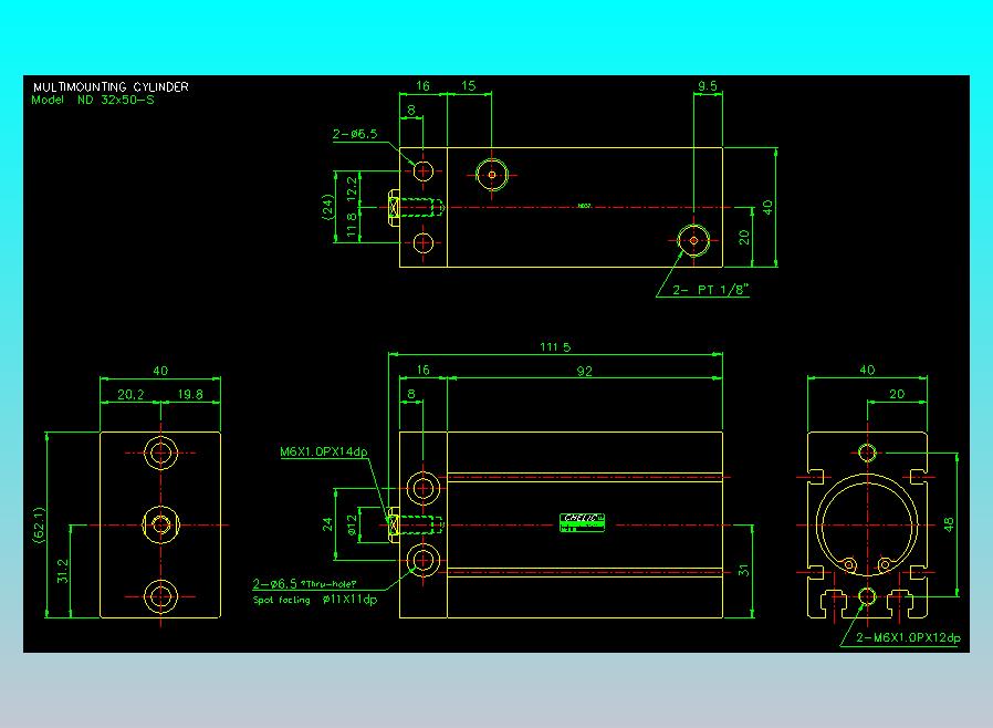 螺牙氣缸  多固型氣缸2D-ND32x50-S