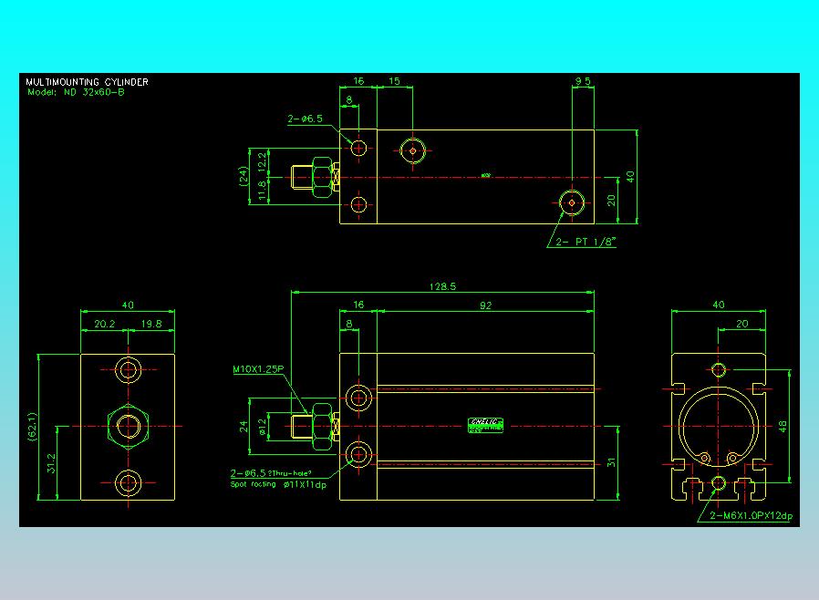 螺牙氣缸  多固型氣缸2D-ND32x60-B
