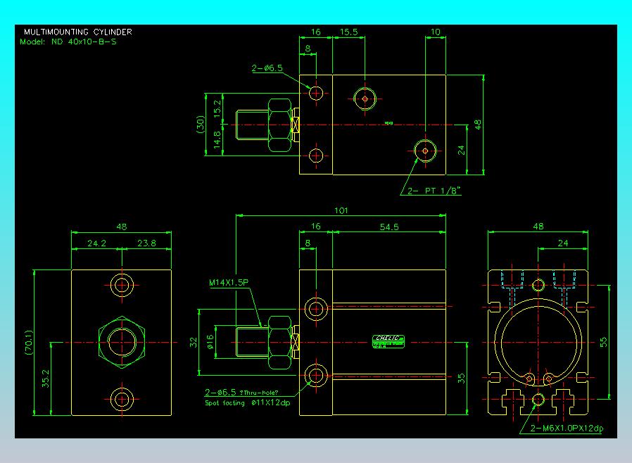 螺牙氣缸  多固型氣缸2D-ND40x10-B-S