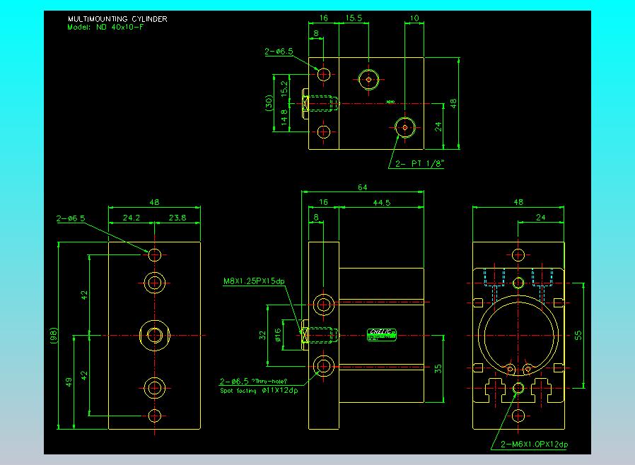 螺牙氣缸  多固型氣缸2D-ND40x10-F