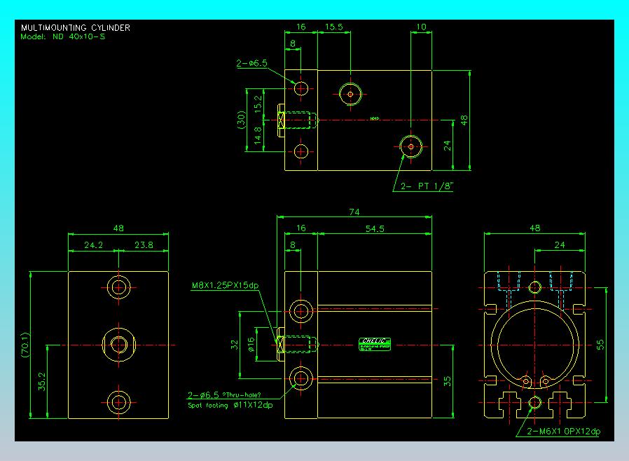 螺牙氣缸  多固型氣缸2D-ND40x10-S