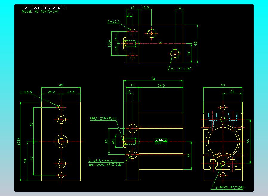 螺牙氣缸  多固型氣缸2D-ND40x10-S-F