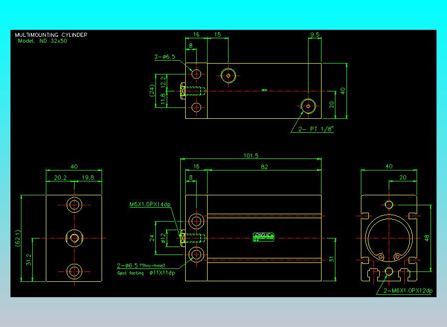 螺牙氣缸  多固型氣缸2D-ND32x50