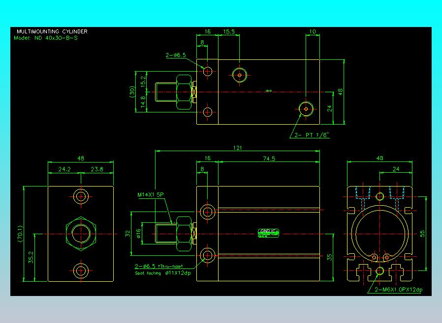 螺牙氣缸  多固型氣缸2D-ND40x30-B-S