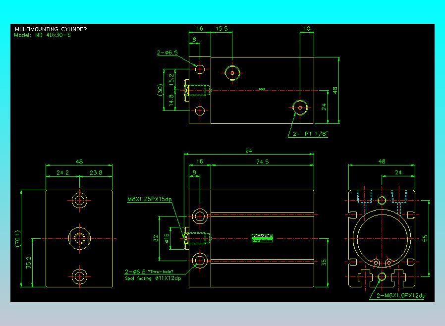 螺牙氣缸  多固型氣缸2D-ND40x30-S