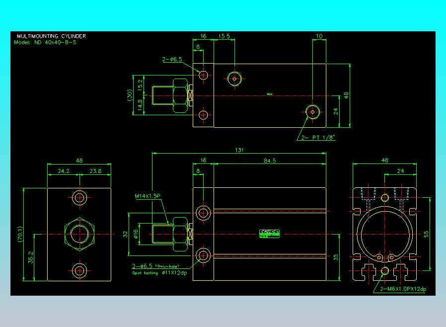 螺牙氣缸  多固型氣缸2D-ND40x40-B-S