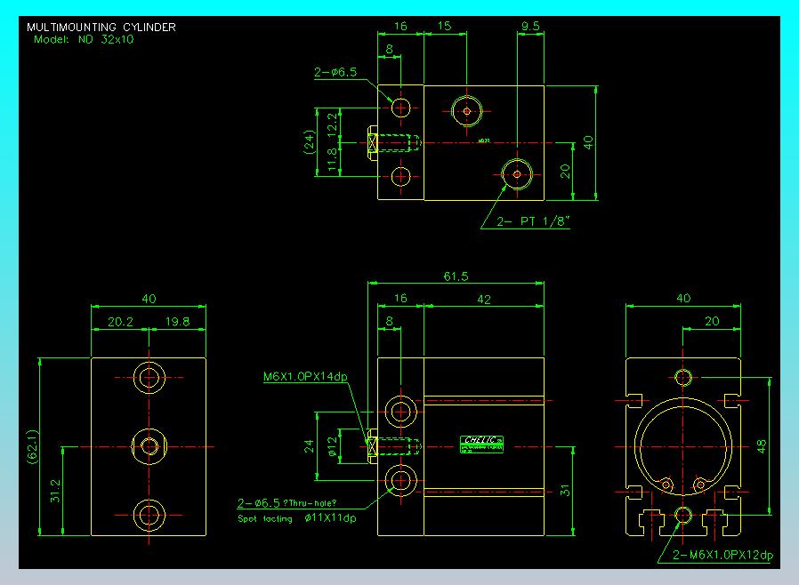 螺牙氣缸  多固型氣缸2D-ND32x10