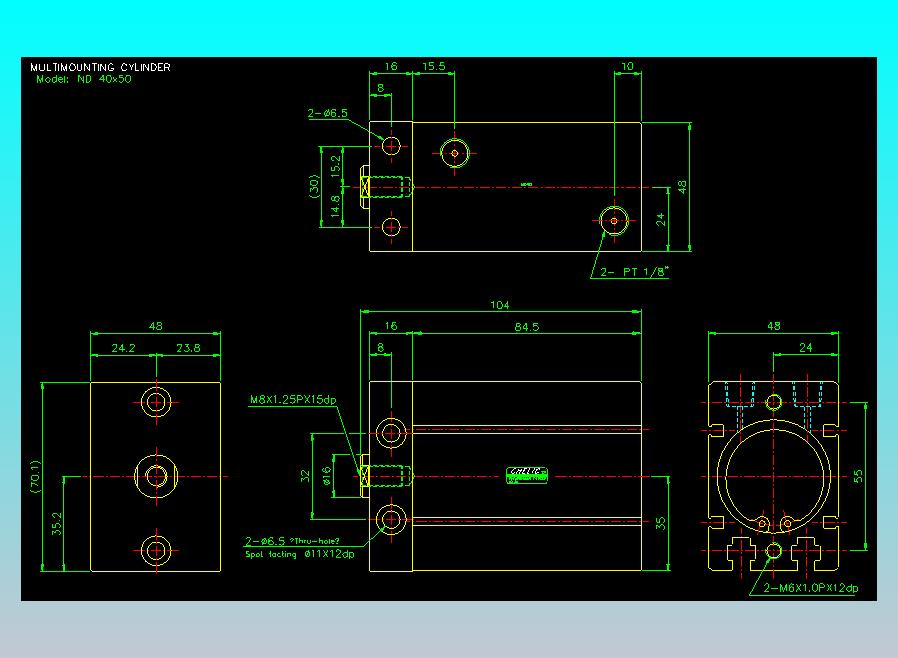 螺牙氣缸  多固型氣缸2D-ND40x50