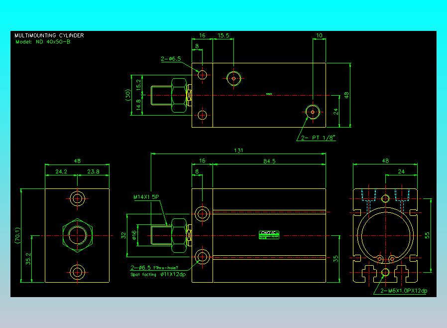螺牙氣缸  多固型氣缸2D-ND40x50-B