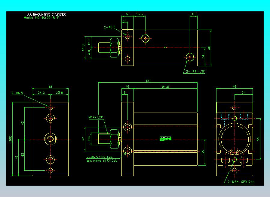 螺牙氣缸  多固型氣缸2D-ND40x50-B-F