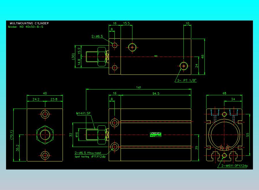 螺牙氣缸  多固型氣缸2D-ND40x50-B-S