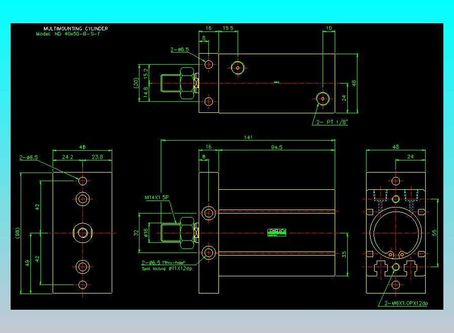 螺牙氣缸  多固型氣缸2D-ND40x50-B-S-F