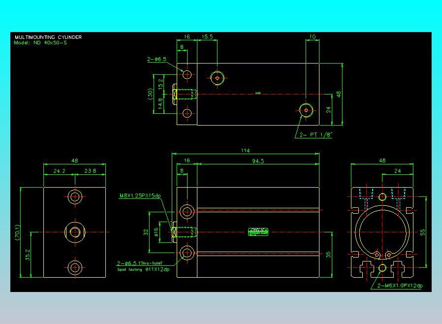 螺牙氣缸  多固型氣缸2D-ND40x50-S