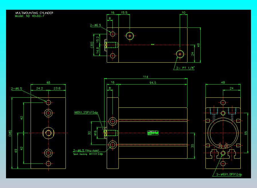 螺牙氣缸  多固型氣缸2D-ND40x60-F