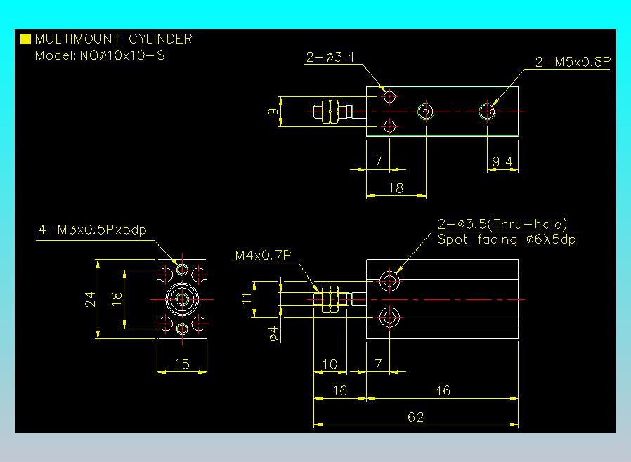 螺牙氣缸  多固型氣缸2D-NQ10x10-S