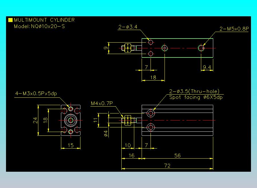 螺牙氣缸  多固型氣缸2D-NQ10x20-S