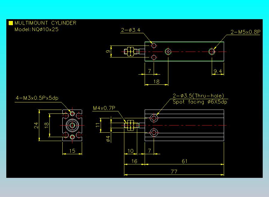 螺牙氣缸  多固型氣缸2D-NQ10x25