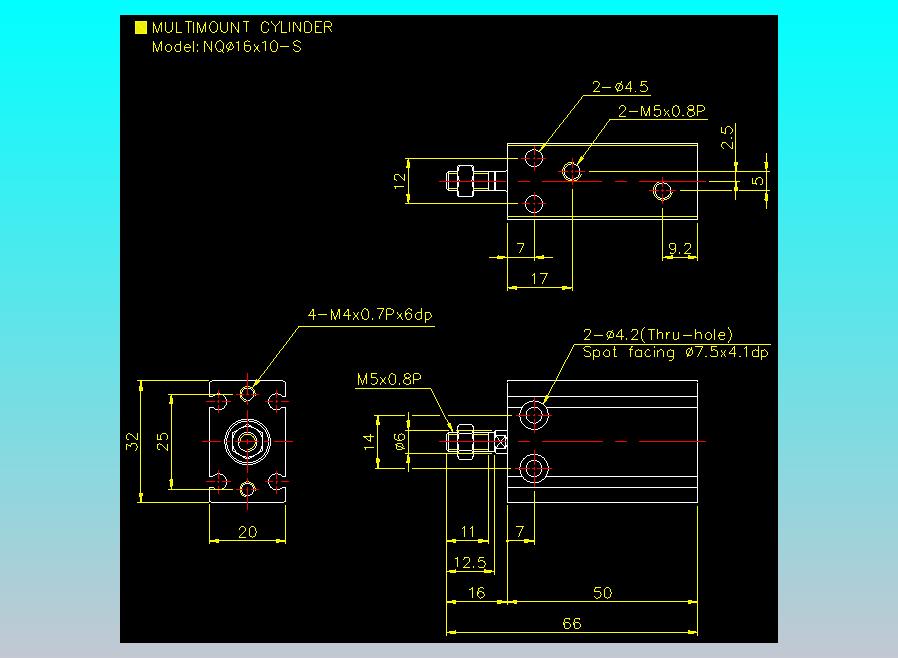 螺牙氣缸  多固型氣缸2D-NQ16x10-S