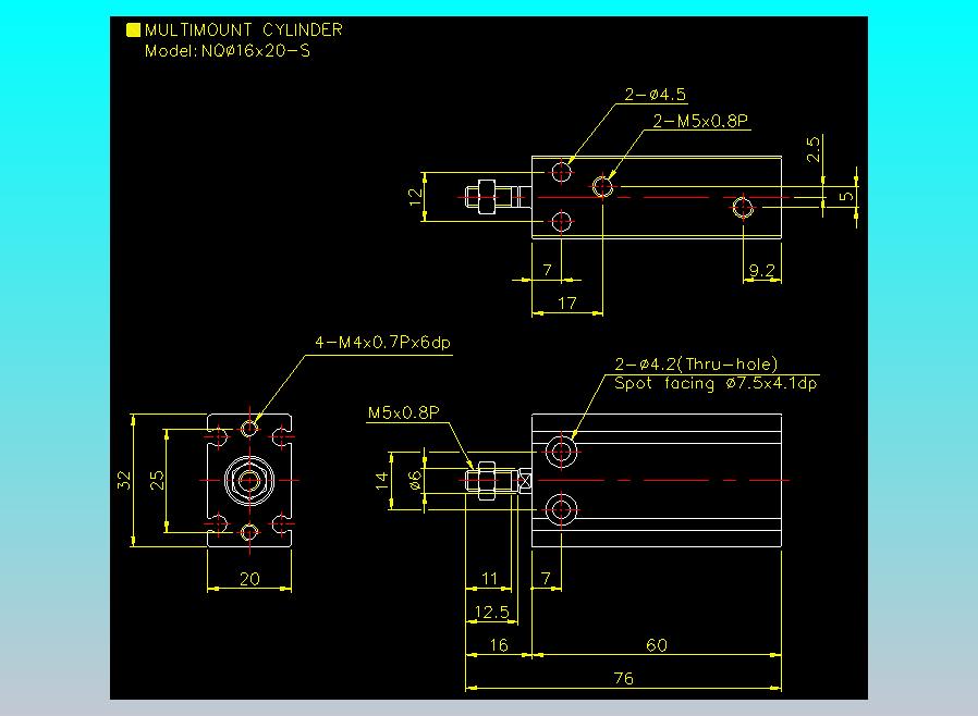 螺牙氣缸  多固型氣缸2D-NQ16x20-S
